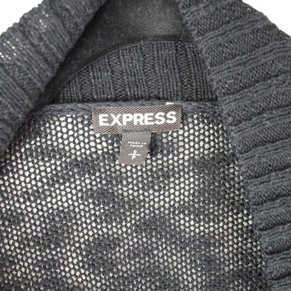 Express Womens Black Open Front Long Cardigan‎ Sweater Small Petite - Picture 3 of 5